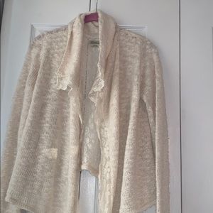 LUCKY BRAND lace knit cardigan sweater